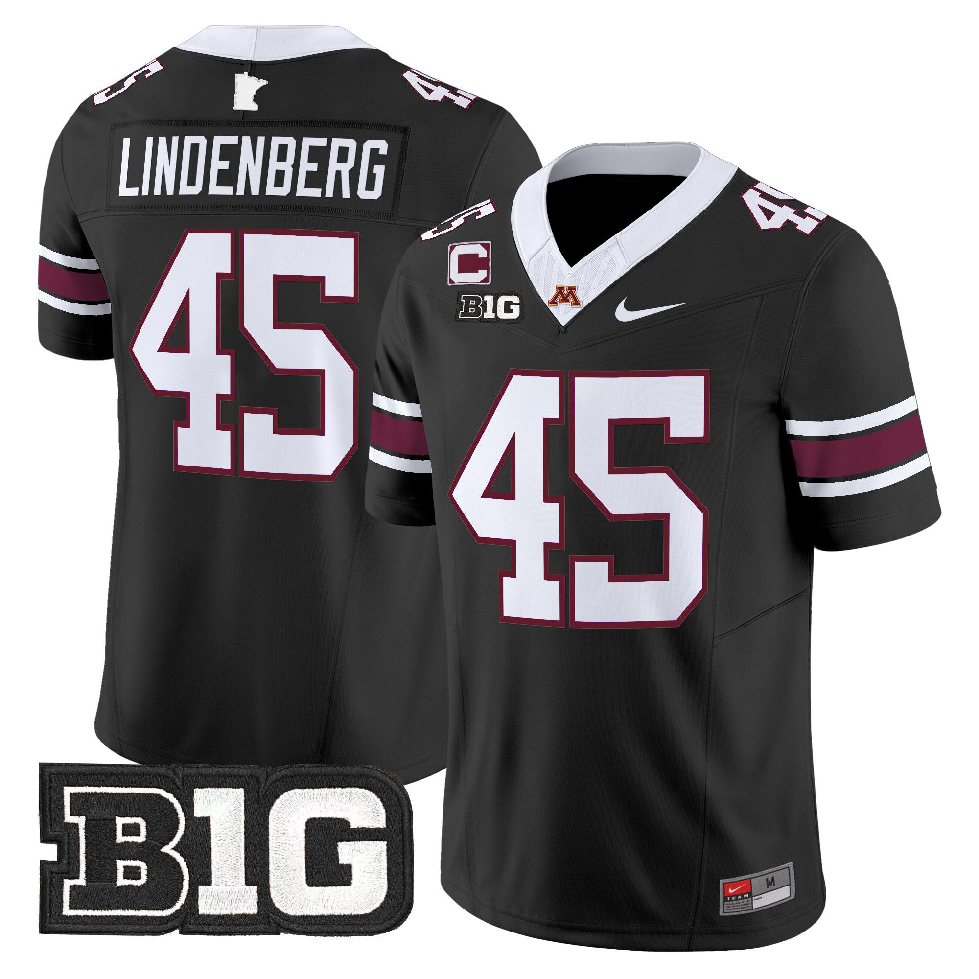 Men Minnesota Golden Gophers #45 Lindenberg Black Nike 2024 Vapor Limited NCAA Jersey